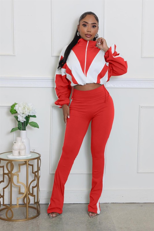 Windbreaker and Flared Pants Set